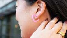 Load image into Gallery viewer, Mini Heart Hoops - Bubblegum Bliss