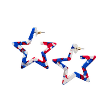 Load image into Gallery viewer, Star Hoops - Red, White & Blue