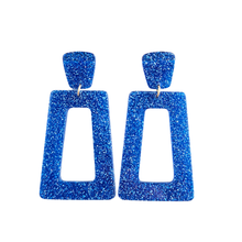 Load image into Gallery viewer, Avery Earrings - Blue Glitter