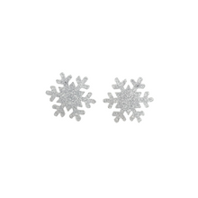 Load image into Gallery viewer, Snowflake Studs - Silver Glitter