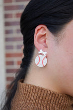 Load image into Gallery viewer, Bow Baseball Earrings