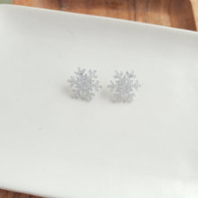 Load image into Gallery viewer, Snowflake Studs - Silver Glitter