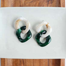 Load image into Gallery viewer, Betsy Earrings - Neutral & Forest Green