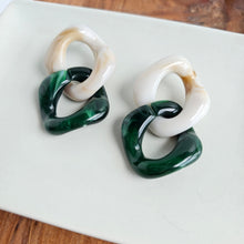 Load image into Gallery viewer, Betsy Earrings - Neutral & Forest Green
