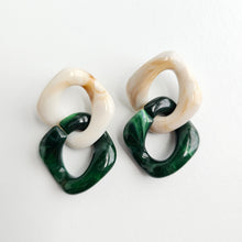 Load image into Gallery viewer, Betsy Earrings - Neutral & Forest Green