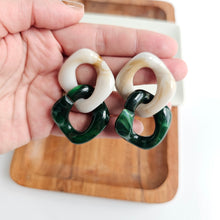 Load image into Gallery viewer, Betsy Earrings - Neutral & Forest Green