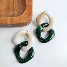 Load image into Gallery viewer, Betsy Earrings - Neutral & Forest Green