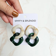 Load image into Gallery viewer, Betsy Earrings - Neutral & Forest Green