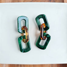 Load image into Gallery viewer, Tabitha Earrings - Forest Green & Amber