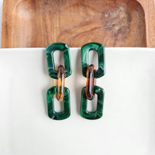 Load image into Gallery viewer, Tabitha Earrings - Forest Green & Amber
