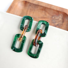 Load image into Gallery viewer, Tabitha Earrings - Forest Green & Amber