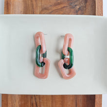 Load image into Gallery viewer, Tabitha Earrings - Vintage Rose & Forest Green