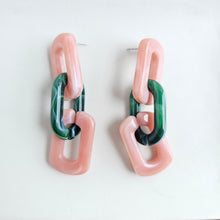 Load image into Gallery viewer, Tabitha Earrings - Vintage Rose & Forest Green