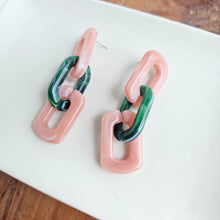 Load image into Gallery viewer, Tabitha Earrings - Vintage Rose & Forest Green