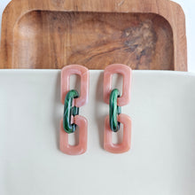 Load image into Gallery viewer, Tabitha Earrings - Vintage Rose & Forest Green