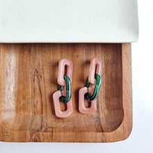 Load image into Gallery viewer, Tabitha Earrings - Vintage Rose & Forest Green