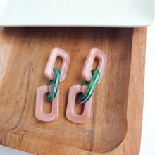 Load image into Gallery viewer, Tabitha Earrings - Vintage Rose & Forest Green