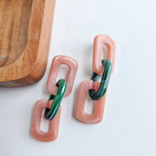 Load image into Gallery viewer, Tabitha Earrings - Vintage Rose & Forest Green