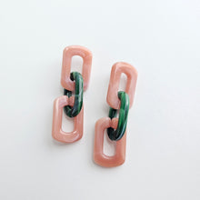 Load image into Gallery viewer, Tabitha Earrings - Vintage Rose & Forest Green