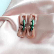 Load image into Gallery viewer, Tabitha Earrings - Vintage Rose & Forest Green