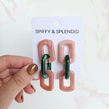 Load image into Gallery viewer, Tabitha Earrings - Vintage Rose & Forest Green