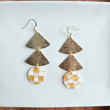 Load image into Gallery viewer, Anya Earrings - Golden Checker