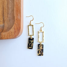 Load image into Gallery viewer, Raya Earrings - Black Gold Flake