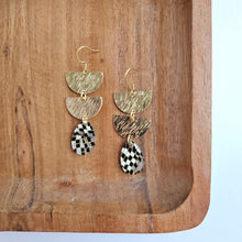 Load image into Gallery viewer, Aria Earrings - Black Shimmer Checker