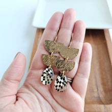 Load image into Gallery viewer, Aria Earrings - Black Shimmer Checker