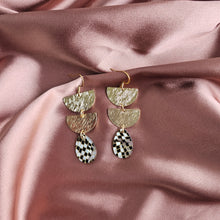 Load image into Gallery viewer, Aria Earrings - Black Shimmer Checker