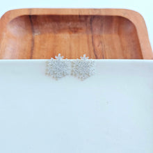 Load image into Gallery viewer, Snowflake Studs - Silver Glitter