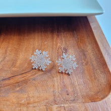 Load image into Gallery viewer, Snowflake Studs - Silver Glitter