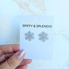 Load image into Gallery viewer, Snowflake Studs - Silver Glitter