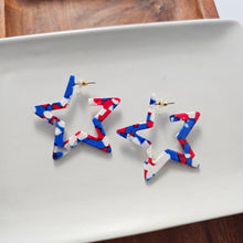 Load image into Gallery viewer, Star Hoops - Red, White & Blue