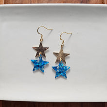 Load image into Gallery viewer, Starry Earrings - Blue Glitter
