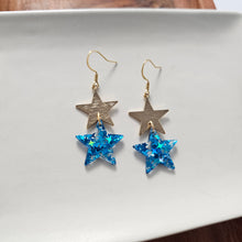 Load image into Gallery viewer, Starry Earrings - Blue Glitter