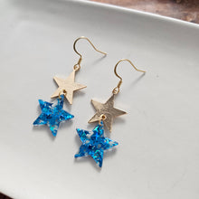 Load image into Gallery viewer, Starry Earrings - Blue Glitter