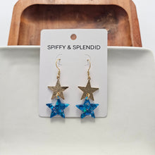 Load image into Gallery viewer, Starry Earrings - Blue Glitter