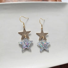 Load image into Gallery viewer, Starry Earrings - Silver Glitter