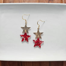 Load image into Gallery viewer, Starry Earrings - Red Glitter