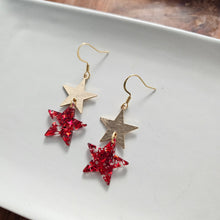 Load image into Gallery viewer, Starry Earrings - Red Glitter