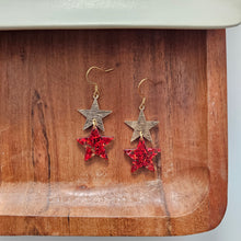 Load image into Gallery viewer, Starry Earrings - Red Glitter