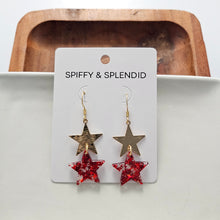 Load image into Gallery viewer, Starry Earrings - Red Glitter