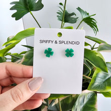 Load image into Gallery viewer, Clover Studs - Shamrock Green