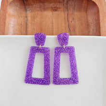 Load image into Gallery viewer, Avery Earrings - Purple Glitter