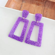 Load image into Gallery viewer, Avery Earrings - Purple Glitter