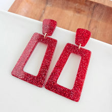 Load image into Gallery viewer, Avery Earrings - Red Glitter