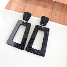 Load image into Gallery viewer, Avery Earrings - Black Glitter