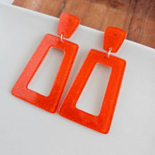 Load image into Gallery viewer, Avery Earrings - Orange Glitter