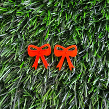 Load image into Gallery viewer, Bow Studs - Orange Glitter
